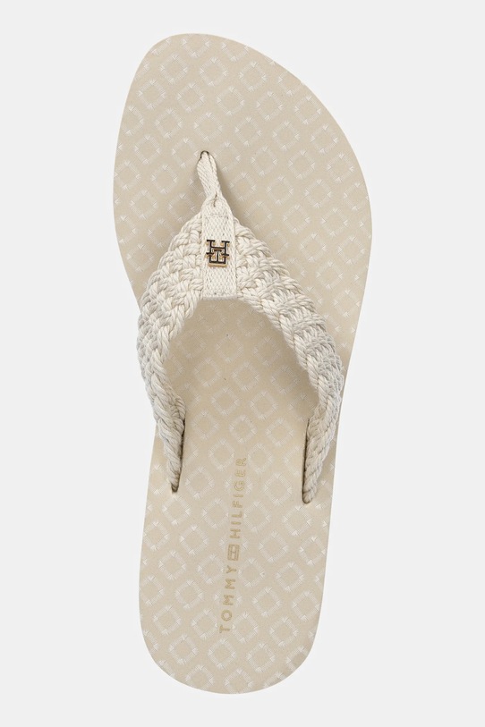 Tommy Hilfiger papuci TH CROCHET MID BEACH SANDAL bej FW0FW08737