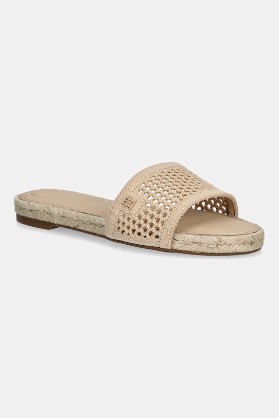 Tommy Hilfiger klapki KNIT MESH ESPADRILLE FLAT SANDAL tekstylny beżowy FW0FW08744