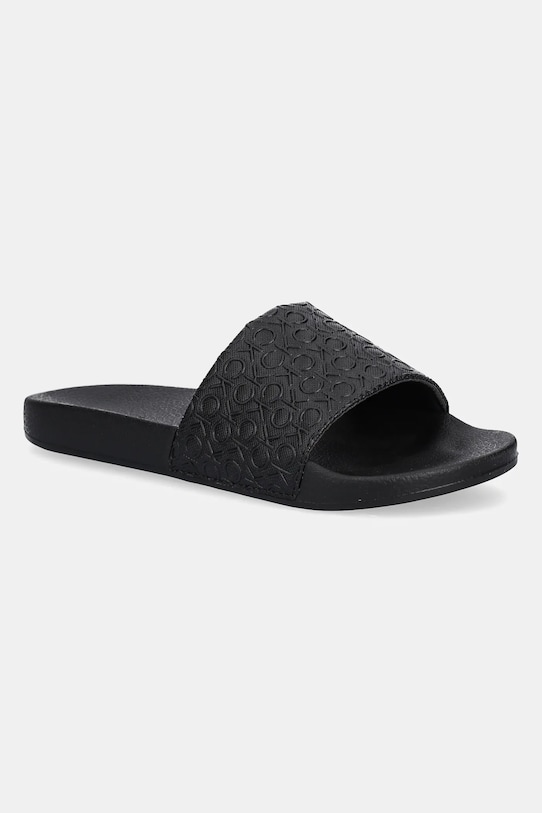 Šľapky Calvin Klein Jeans POOL SLIDE MONO imitácia kože čierna HW0HW02541