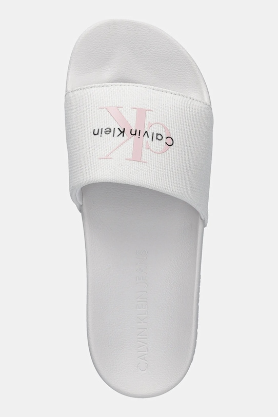 Pantofle Calvin Klein Jeans SLIDE MONOGRAM WN LOGO CK bílá YW0YW01967