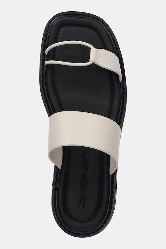 Kožené pantofle Calvin Klein Jeans ROPE SANDAL SOFT LTH MG béžová YW0YW01864