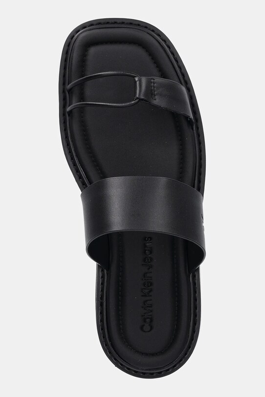 Calvin Klein Jeans papuci de piele ROPE SANDAL SOFT LTH MG negru YW0YW01864