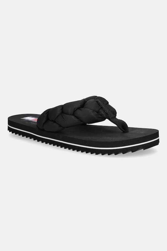 Tommy Jeans flip-flop BRAIDED THONG BEACH SANDAL textil fekete EN0EN02877