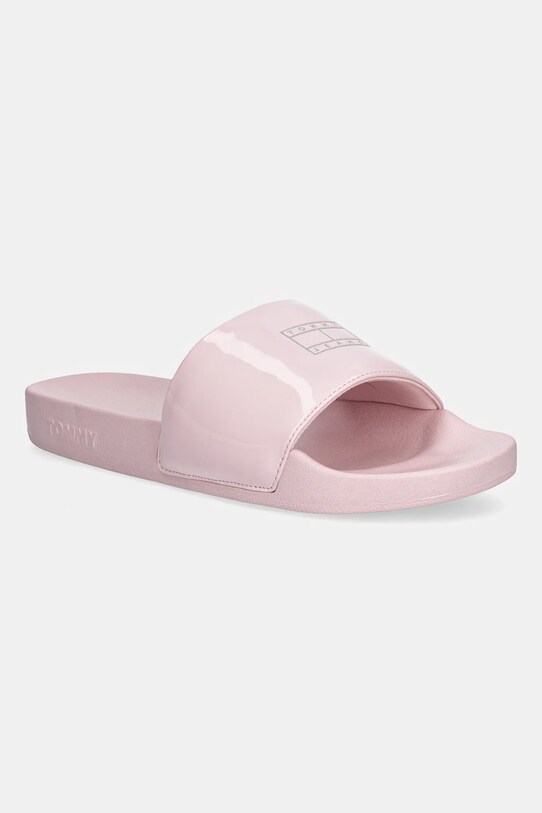 Šlapky Tommy Jeans FLAG POOL SLIDE PATENT plochý ružová EN0EN02901