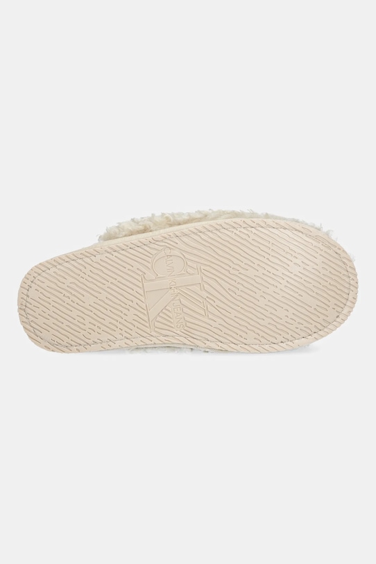 Calvin Klein kapcie CLOSE SLIPPER FUR YW0YW01975 beżowy