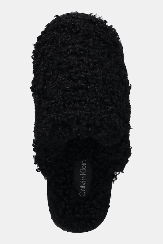 Calvin Klein kapcie CLOSE SLIPPER FUR czarny YW0YW01975