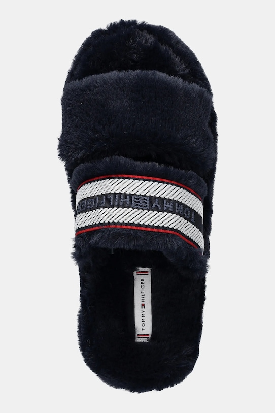 Tommy Hilfiger kapcie HILFIGER FUR SLIPPER granatowy FW0FW08854