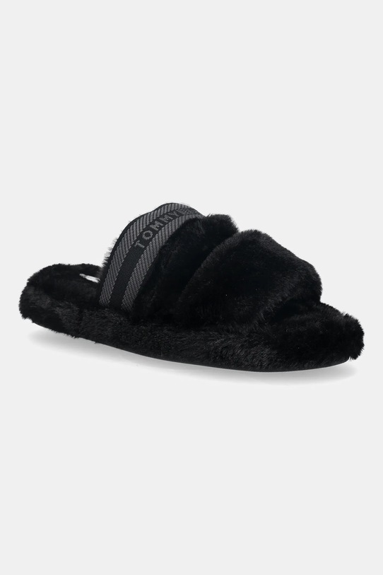 Tommy Hilfiger kapcie HILFIGER FUR SLIPPER czarny FW0FW08854