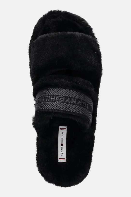 Tommy Hilfiger kapcie HILFIGER FUR SLIPPER czarny FW0FW08854