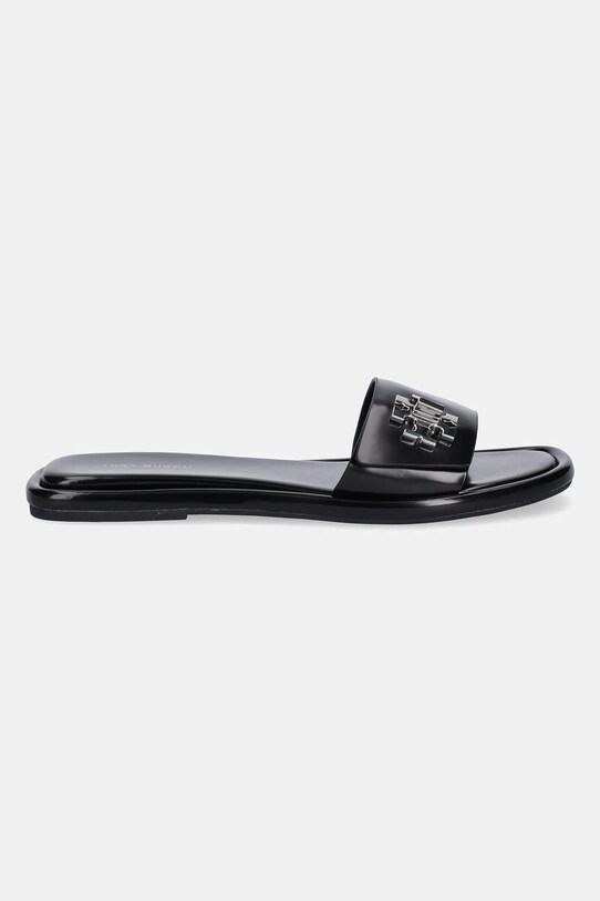 Tory Burch bőr papucs T Lock Slide 164676.006 fekete AW25