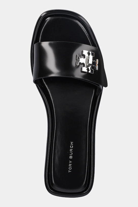 Tory Burch bőr papucs T Lock Slide fekete 164676.006
