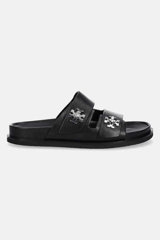 Tory Burch klapki skórzane T Lock Sport Slide 175640.006 czarny AW25