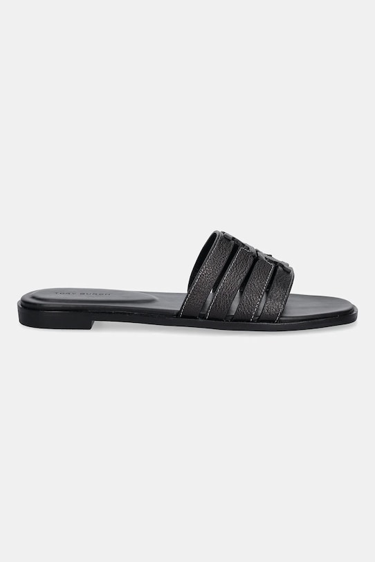 Tory Burch șlapi de piele Ines Cage Slide 158616.006 negru AW25
