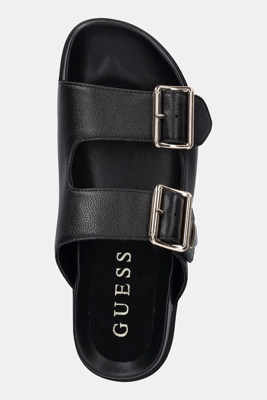 Δερμάτινες παντόφλες Guess FASTEN μαύρο FLTFST.LEA03.BLACK