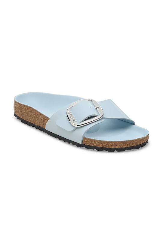 Birkenstock klapki skórzane Madrid Big Buckle 1030363 niebieski AW25