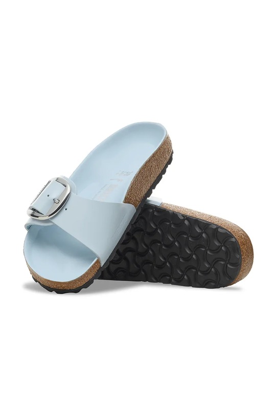 Birkenstock klapki skórzane Madrid Big Buckle 1030363 niebieski