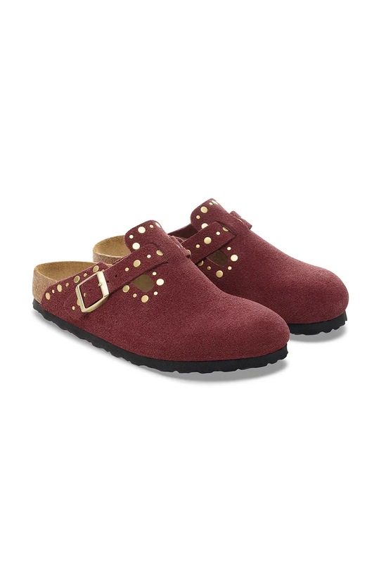 Obuwie Birkenstock klapki zamszowe Boston Rivet 1030379 czerwony