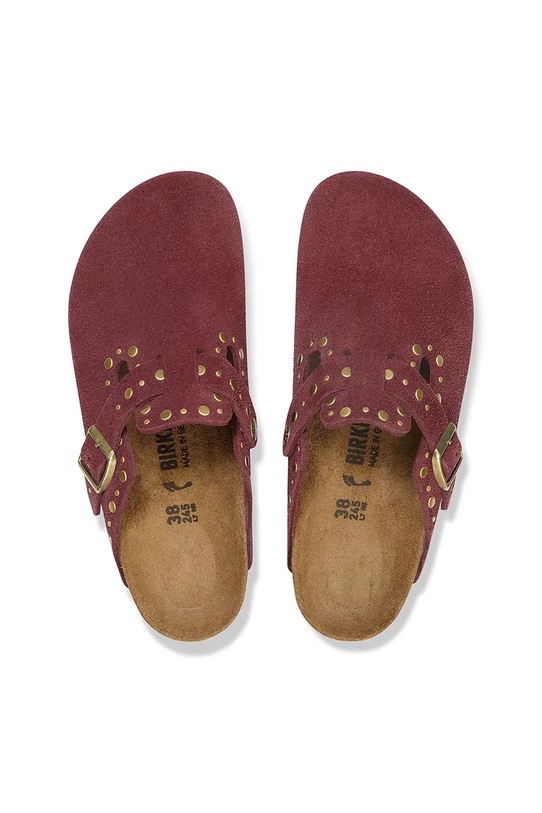 Birkenstock klapki zamszowe Boston Rivet czerwony 1030379