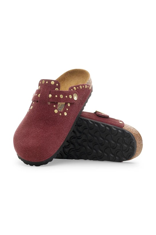 Birkenstock klapki zamszowe Boston Rivet 1030379 czerwony