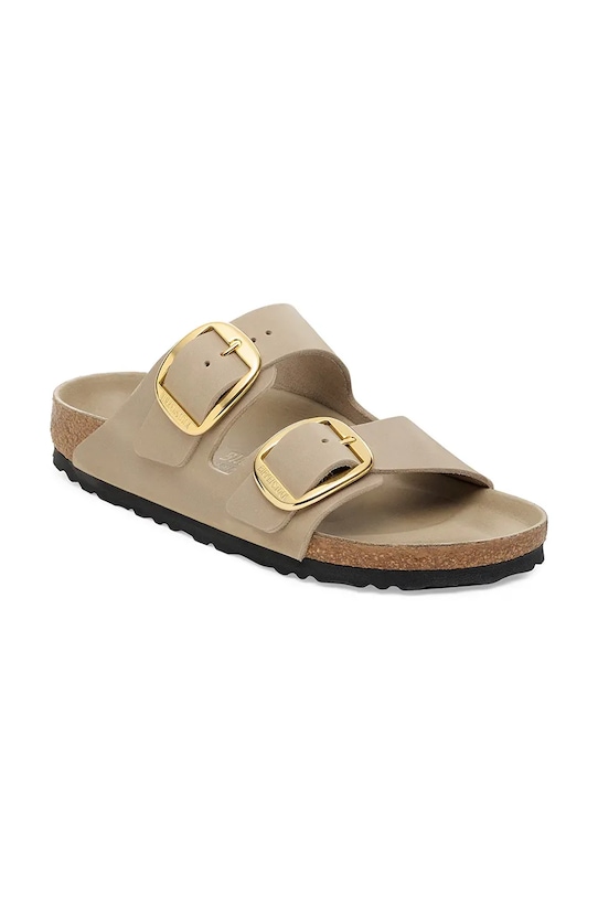Birkenstock klapki skórzane Arizona Big Buckle 1030382 beżowy AW25