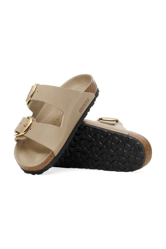 Birkenstock klapki skórzane Arizona Big Buckle 1030382 beżowy