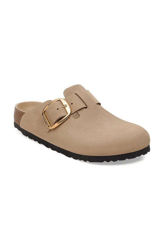 Birkenstock klapki skórzane Boston Big Buckle 1030393 beżowy AW25