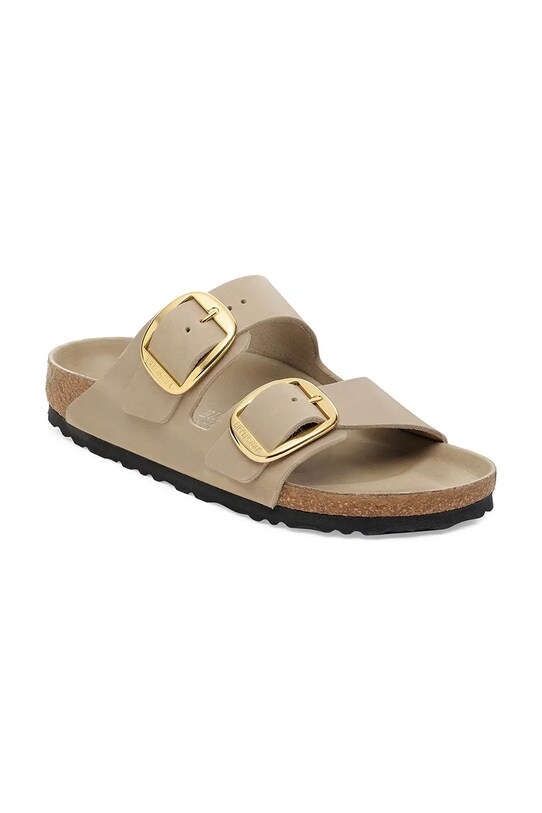 Birkenstock klapki skórzane Boston Big Buckle 1030395 beżowy AW25