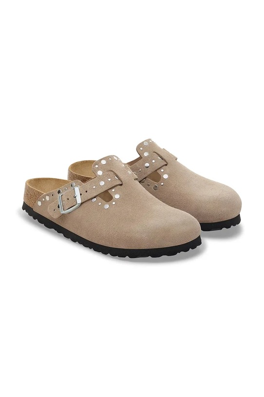 Обувки Велурени чехли Birkenstock Boston Rivet 1030418 бежов