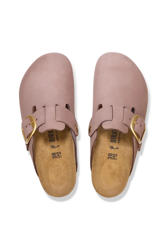 Birkenstock klapki nubukowe Madrid Big Buckle fioletowy 1030544