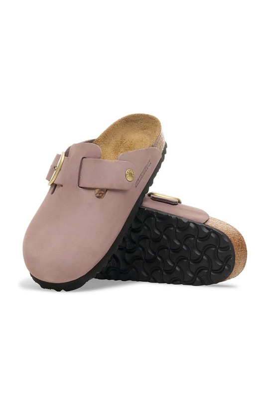 Birkenstock klapki nubukowe Madrid Big Buckle 1030544 fioletowy