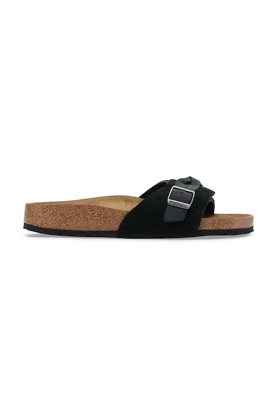 Birkenstock papuci din piele Oita Braided piele întoarsă negru 1030549