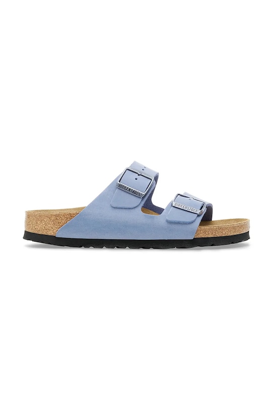 Birkenstock klapki skórzane Arizona płaski niebieski 1030864