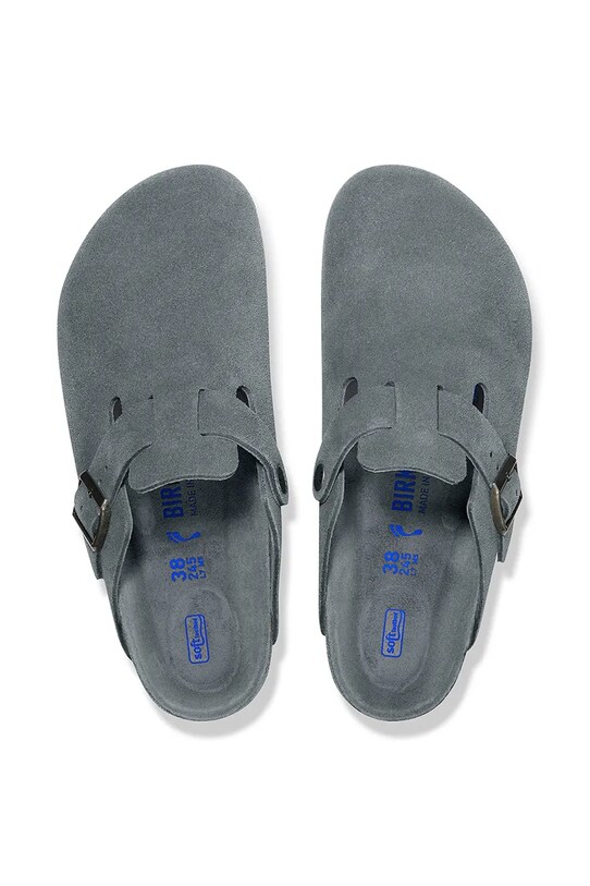 Obuwie Birkenstock klapki zamszowe Boston 1030874 szary
