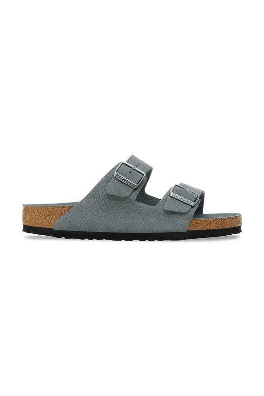 Birkenstock klapki zamszowe Arizona płaski szary 1030912