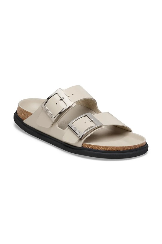 Birkenstock klapki skórzane Arizona Droplet Buckle 1030326 beżowy AW25