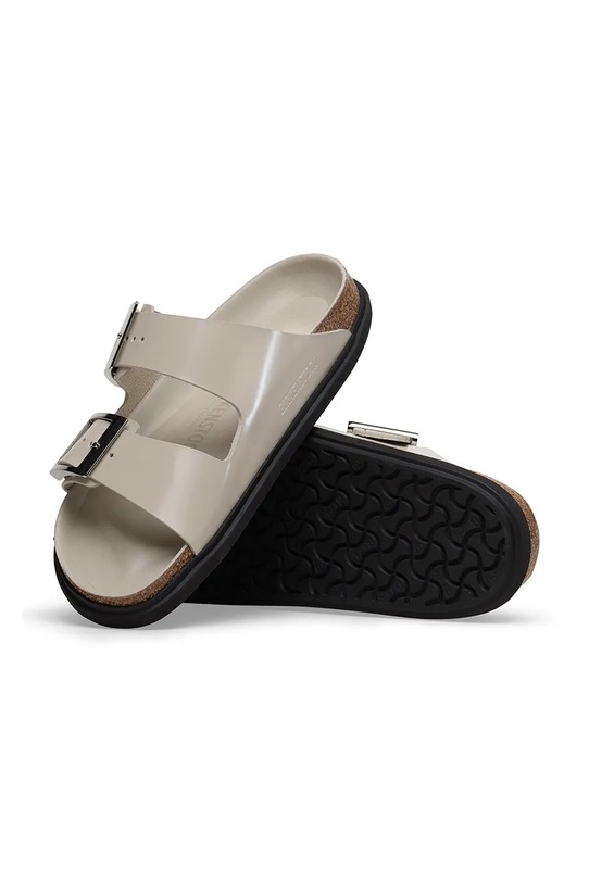 Birkenstock klapki skórzane Arizona Droplet Buckle 1030326 beżowy