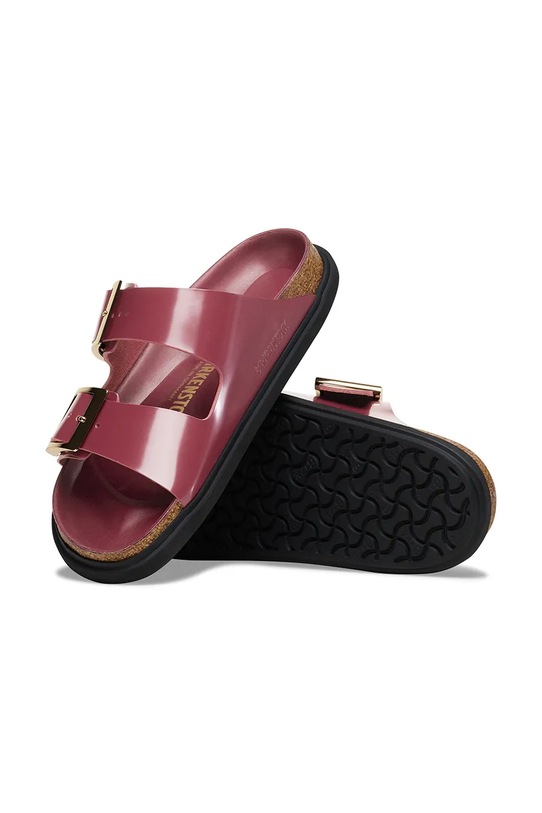 Birkenstock klapki skórzane Arizona Droplet Buckle 1030367 czerwony