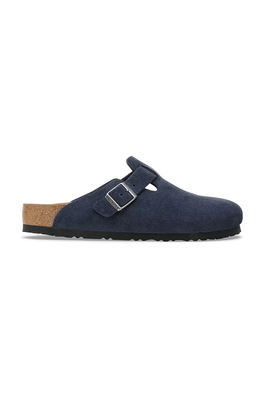 Birkenstock klapki zamszowe Boston bez obcasa granatowy 1030902