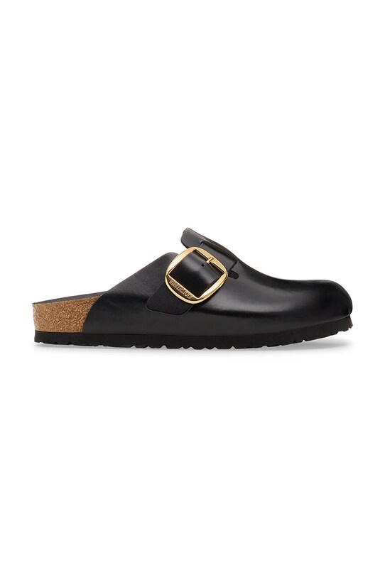 Birkenstock klapki skórzane Boston HEX płaski czarny 1030904