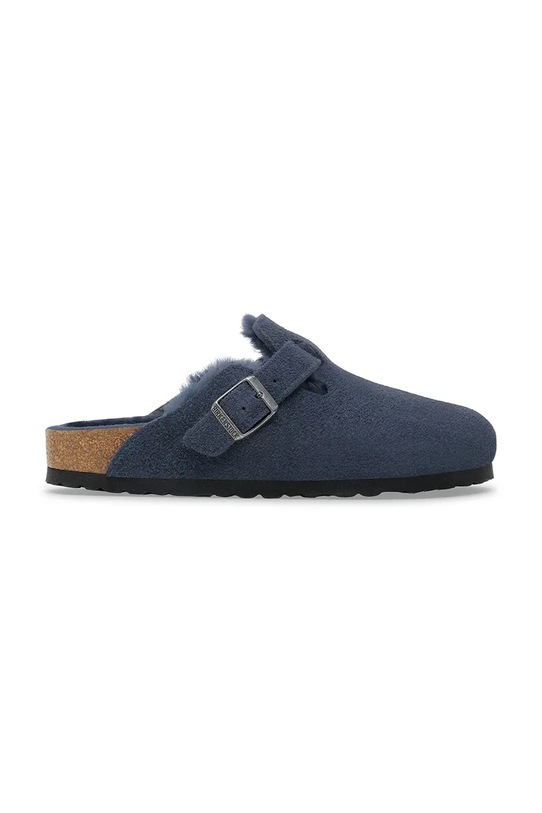Birkenstock kapcie zamszowe Boston Shearling granatowy 1030701