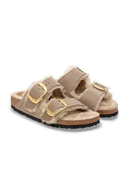 Obuwie Birkenstock kapcie zamszowe Arizona Big Buckle Shearling 1030384 beżowy