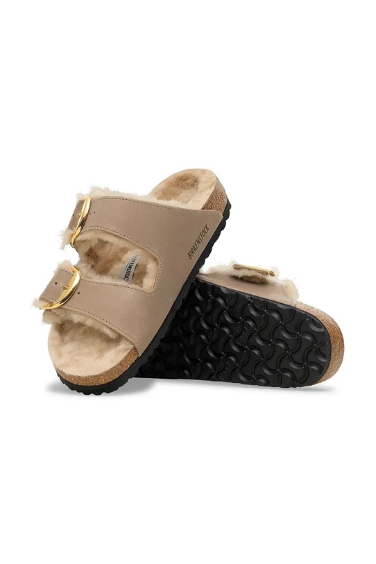 Birkenstock kapcie zamszowe Arizona Big Buckle Shearling 1030384 beżowy