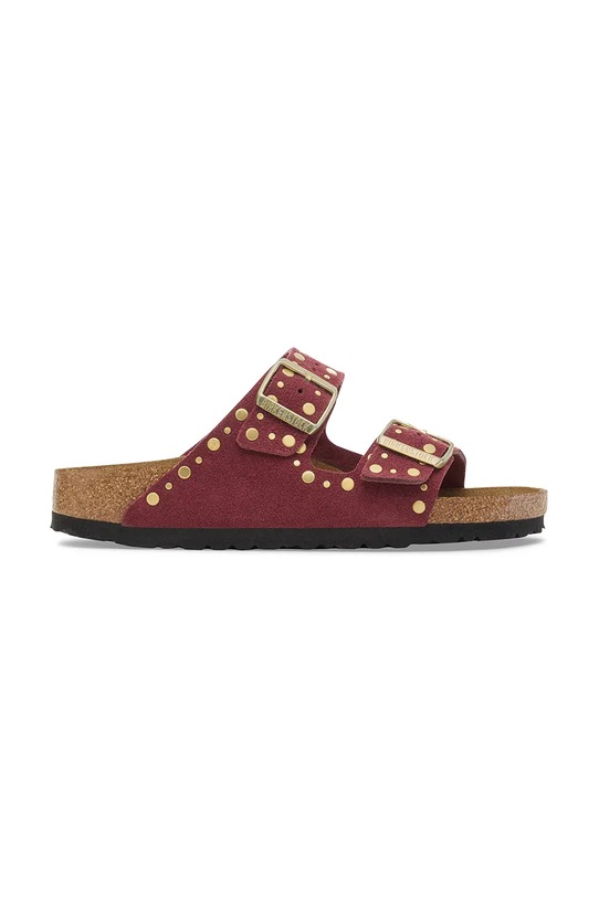 Birkenstock klapki zamszowe Arizona Rivet płaski czerwony 1030463