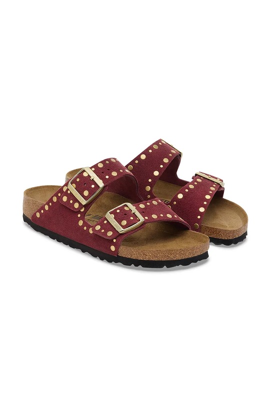 Obuwie Birkenstock klapki zamszowe Arizona Rivet 1030463 czerwony