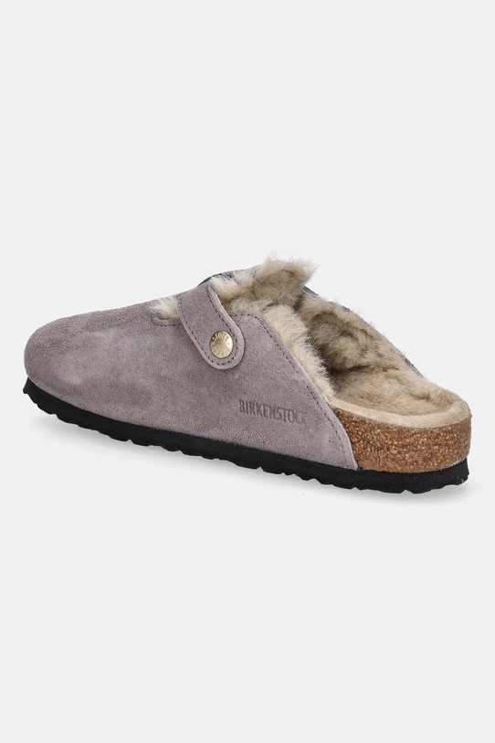 Obuwie Birkenstock klapki zamszowe Boston Shimmering Shearling 1030887 fioletowy