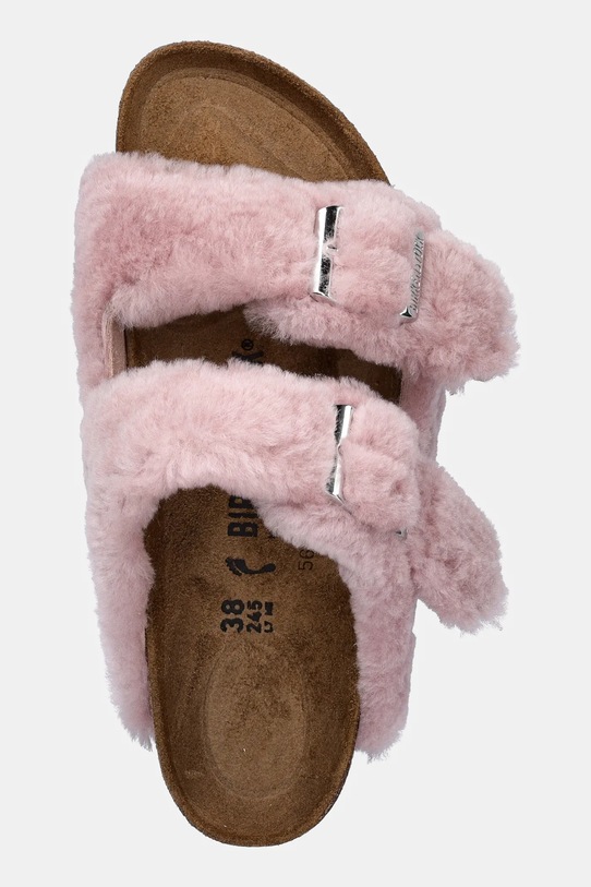 Birkenstock kapcie wełniane Arizona Shearling Upper różowy 1030274