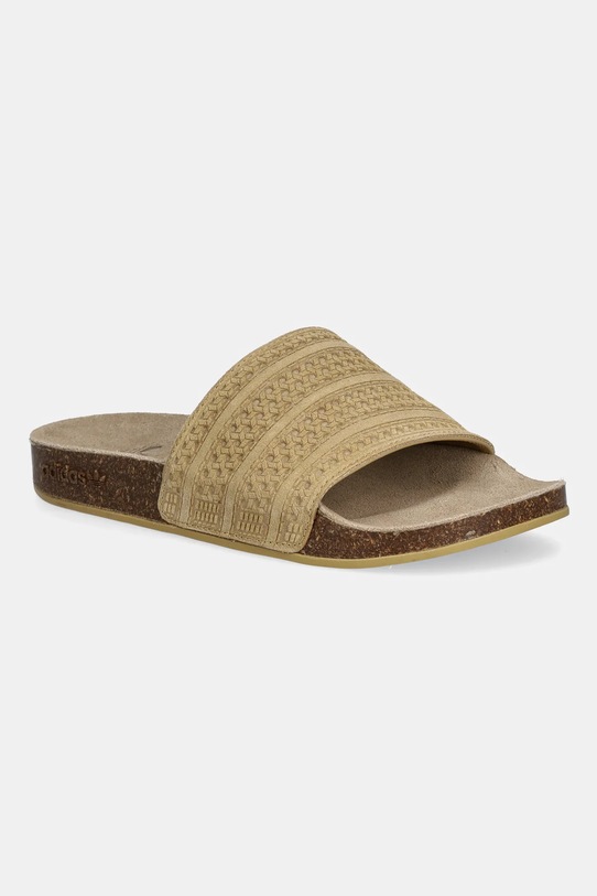adidas Originals klapki zamszowe Adilette Rs płaski zielony JR3594