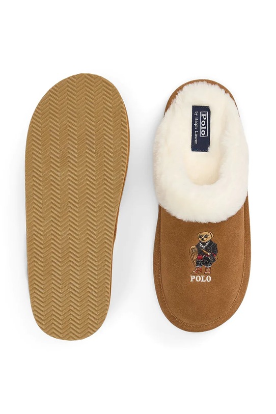 Polo Ralph Lauren kapcie zamszowe Kayleigh Scf brązowy 842P03594001.200