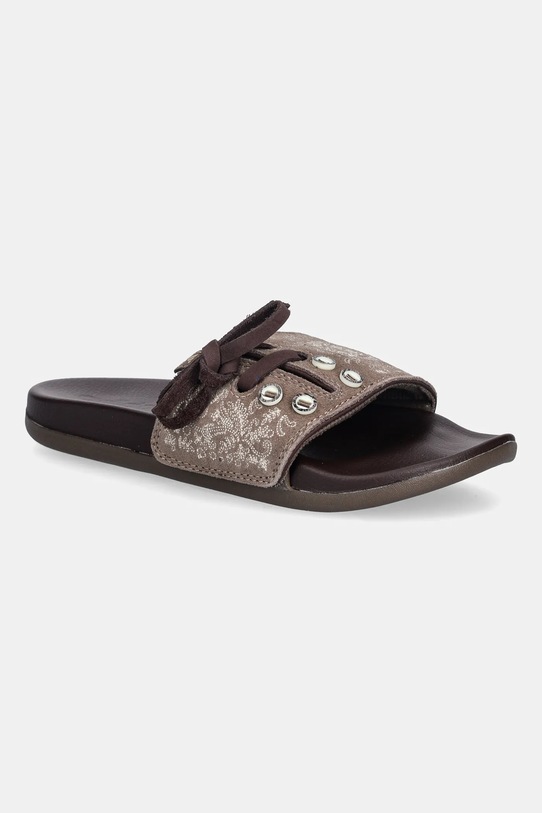 adidas klapki zamszowe Adilette Comfort płaski brązowy JS4597