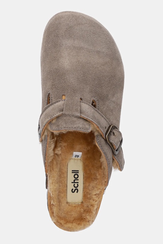 Scholl kapcie zamszowe FAE NEW brązowy F318101029
